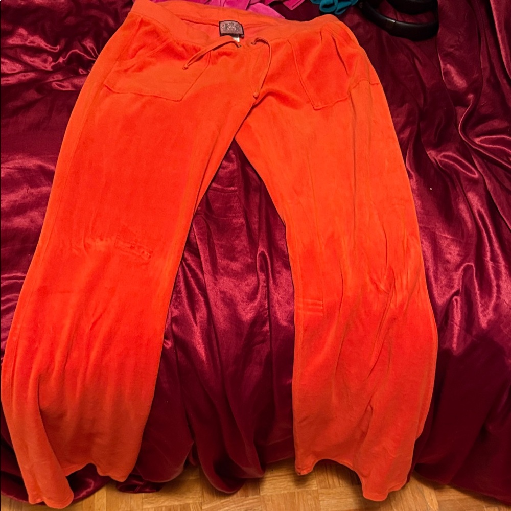 Vintage juicy  Couture Orange Track Pants with SnapBack pockets